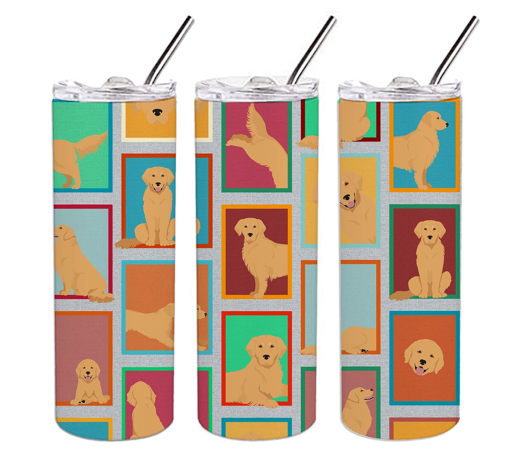 Lots of Golden Retriever Stainless Steel Skinny Tumbler Vacuum Double Walled Reusable Insulated Tumbler Travel Cup for Coffee Cocktails Gift with Lid, 20 oz - Renee Lane Company