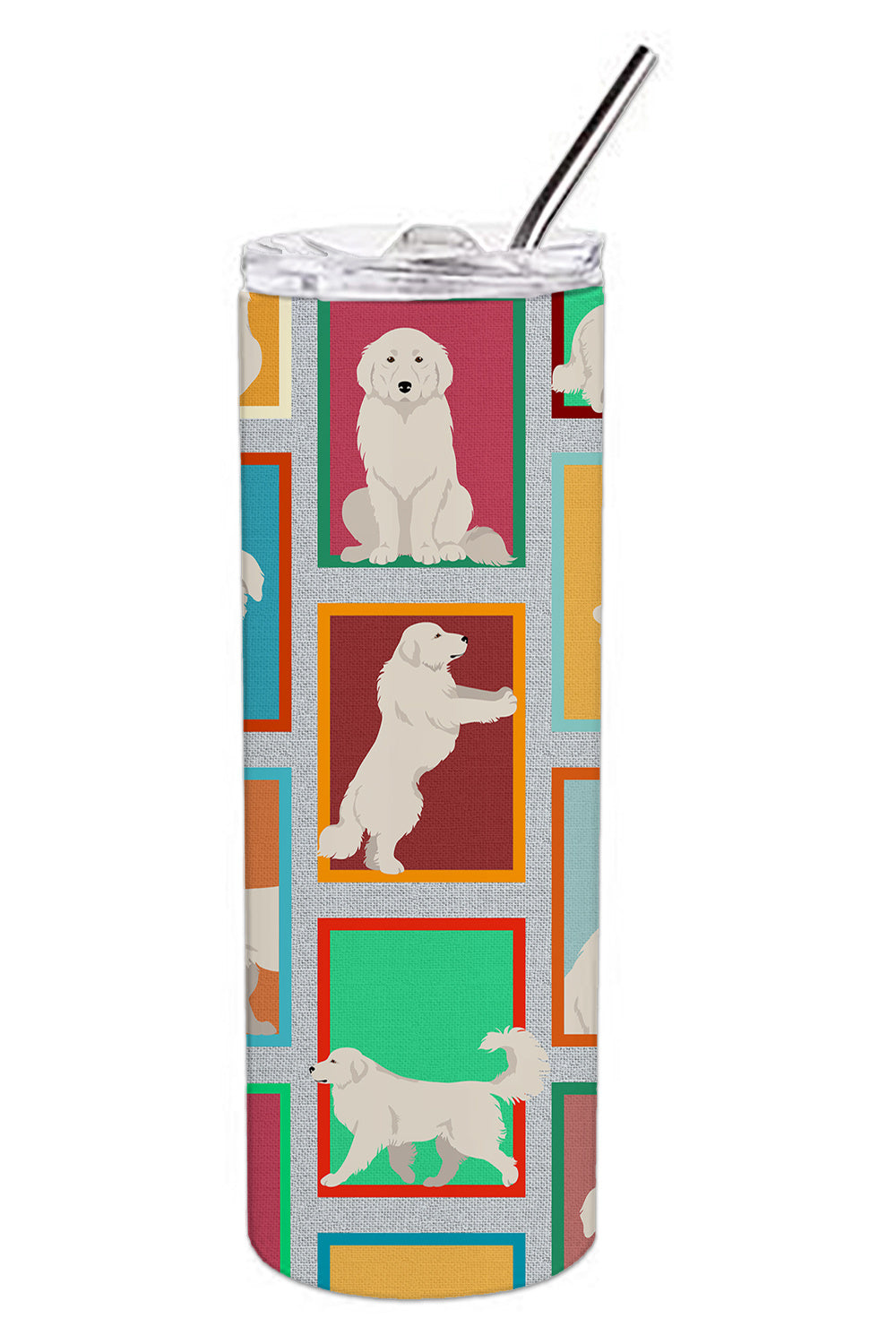 Lots of Great Pyrenees Stainless Steel Skinny Tumbler Vacuum Double Walled Reusable Insulated Tumbler Travel Cup for Coffee Cocktails Gift with Lid, 20 oz - Renee Lane Company