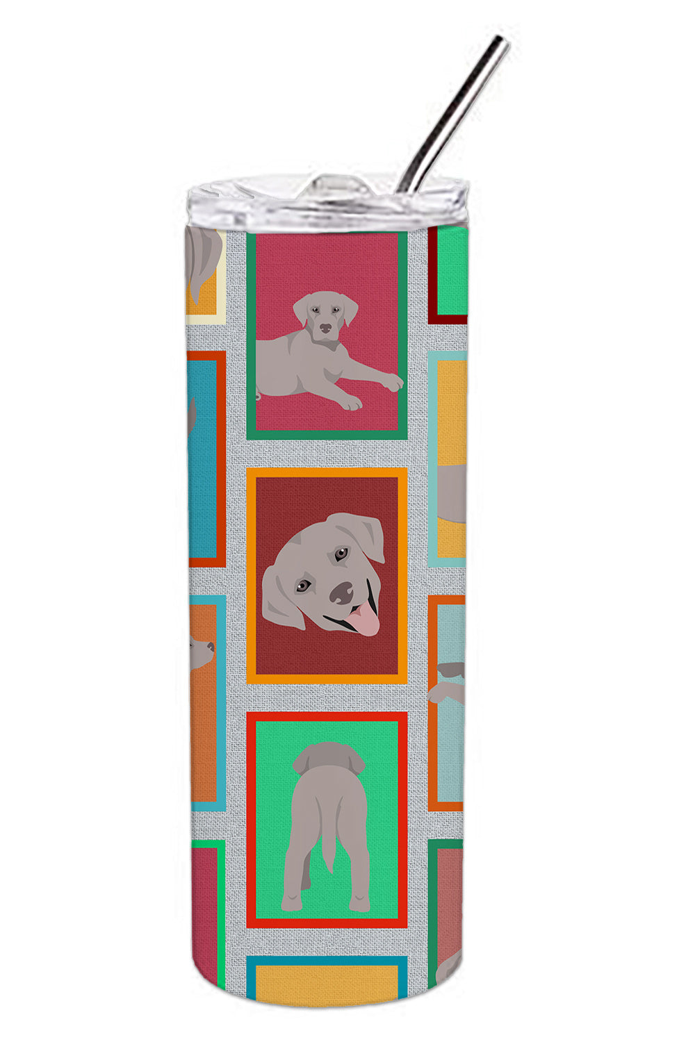 Lots of Grey Labrador Retriever Stainless Steel Skinny Tumbler Vacuum Double Walled Reusable Insulated Tumbler Travel Cup for Coffee Cocktails Gift with Lid, 20 oz - Renee Lane Company
