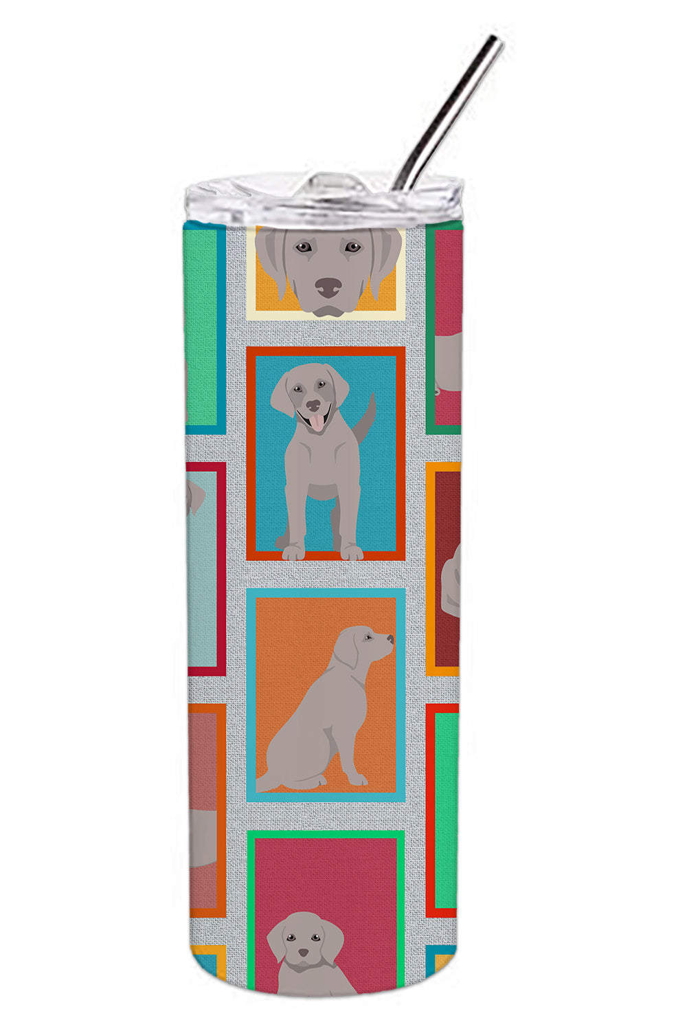 Lots of Grey Labrador Retriever Stainless Steel Skinny Tumbler Vacuum Double Walled Reusable Insulated Tumbler Travel Cup for Coffee Cocktails Gift with Lid, 20 oz - Renee Lane Company