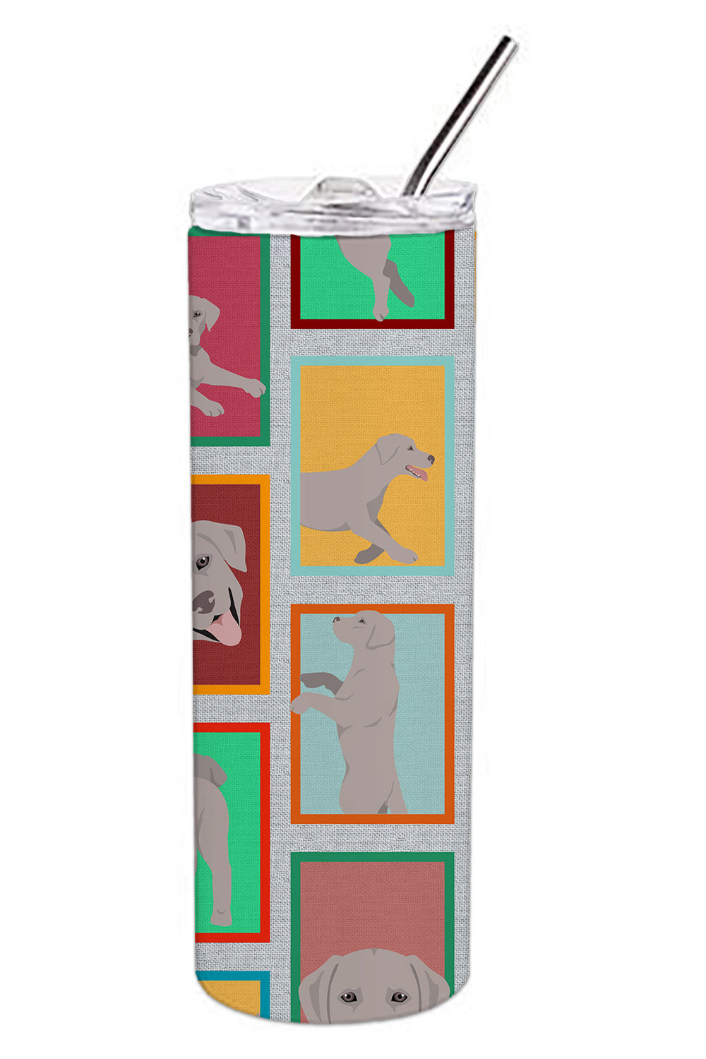 Lots of Grey Labrador Retriever Stainless Steel Skinny Tumbler Vacuum Double Walled Reusable Insulated Tumbler Travel Cup for Coffee Cocktails Gift with Lid, 20 oz - Renee Lane Company