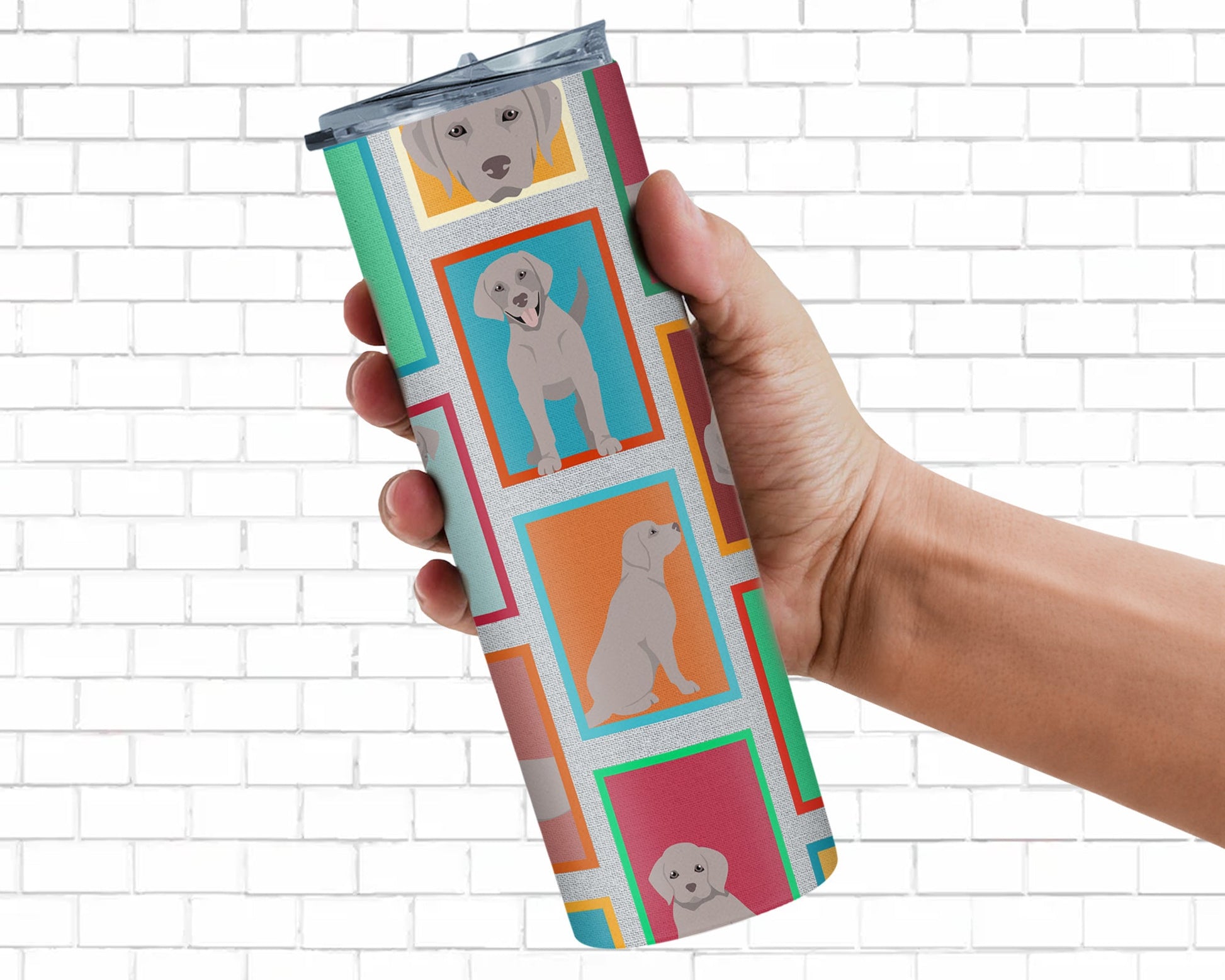 Lots of Grey Labrador Retriever Stainless Steel Skinny Tumbler Vacuum Double Walled Reusable Insulated Tumbler Travel Cup for Coffee Cocktails Gift with Lid, 20 oz - Renee Lane Company