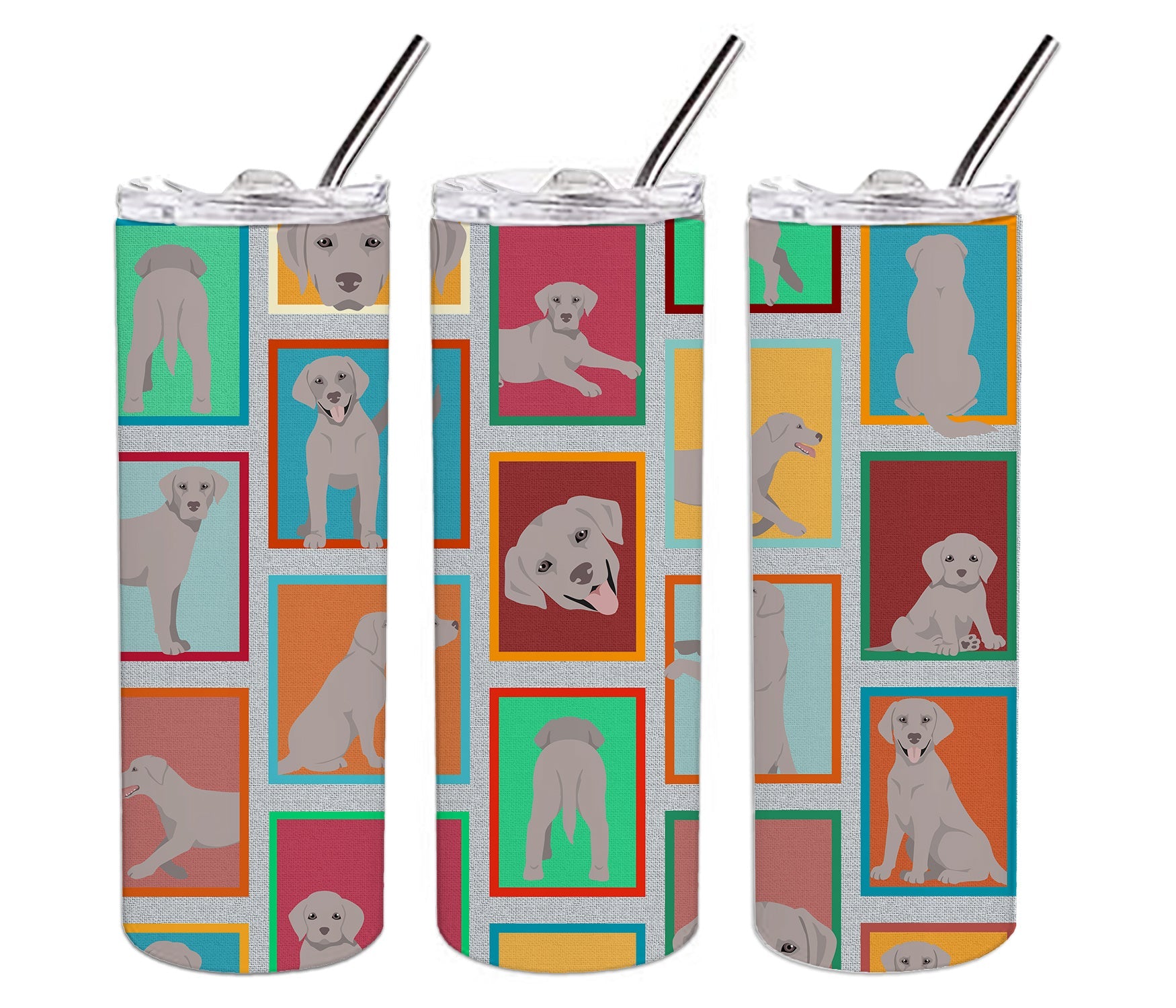 Lots of Grey Labrador Retriever Stainless Steel Skinny Tumbler Vacuum Double Walled Reusable Insulated Tumbler Travel Cup for Coffee Cocktails Gift with Lid, 20 oz - Renee Lane Company