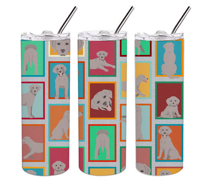 Lots of Grey Labrador Retriever Stainless Steel Skinny Tumbler Vacuum Double Walled Reusable Insulated Tumbler Travel Cup for Coffee Cocktails Gift with Lid, 20 oz - Renee Lane Company