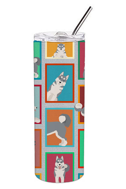 Lots of Grey Siberian Husky Stainless Steel Skinny Tumbler Vacuum Double Walled Reusable Insulated Tumbler Travel Cup for Coffee Cocktails Gift with Lid, 20 oz - Renee Lane Company