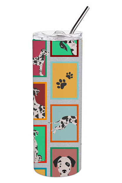 Lots of Harlequin Natural Ears Great Dane Stainless Steel Skinny Tumbler Vacuum Double Walled Reusable Insulated Tumbler Travel Cup for Coffee Cocktails Gift with Lid, 20 oz - Renee Lane Company