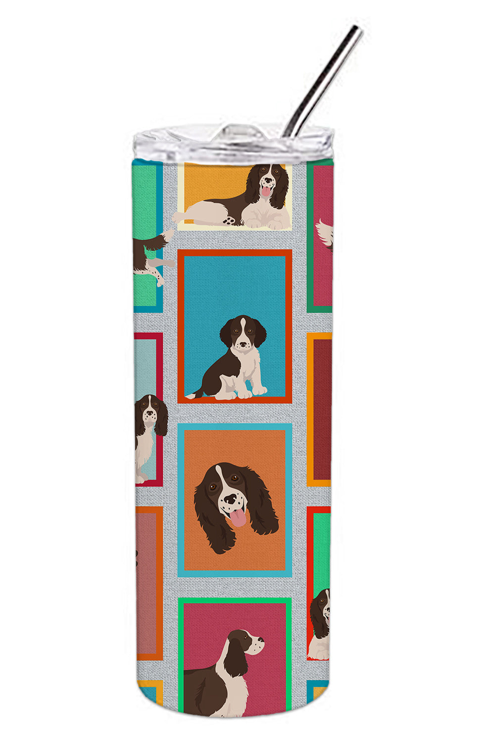 Lots of Liver English Springer Spaniel Stainless Steel Skinny Tumbler Vacuum Double Walled Reusable Insulated Tumbler Travel Cup for Coffee Cocktails Gift with Lid, 20 oz - Renee Lane Company