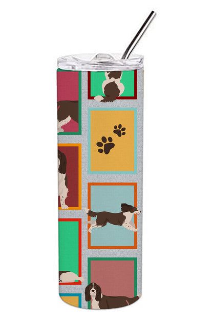 Lots of Liver English Springer Spaniel Stainless Steel Skinny Tumbler Vacuum Double Walled Reusable Insulated Tumbler Travel Cup for Coffee Cocktails Gift with Lid, 20 oz - Renee Lane Company