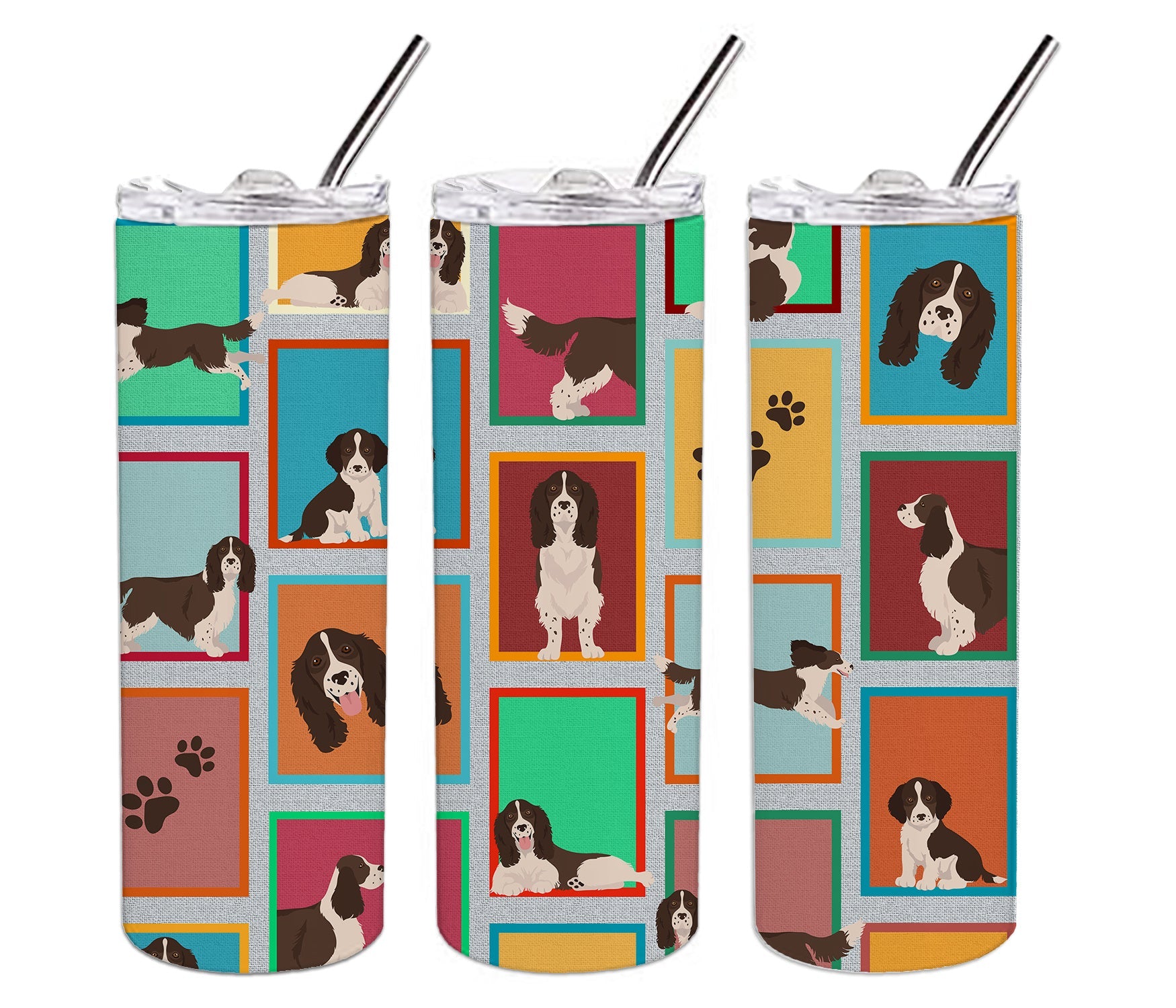 Lots of Liver English Springer Spaniel Stainless Steel Skinny Tumbler Vacuum Double Walled Reusable Insulated Tumbler Travel Cup for Coffee Cocktails Gift with Lid, 20 oz - Renee Lane Company