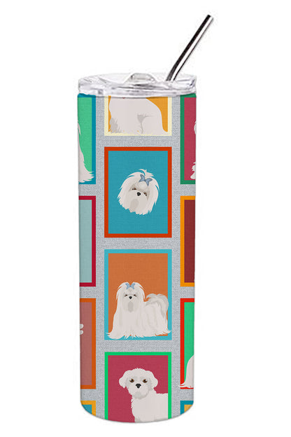 Lots of Maltese Stainless Steel Skinny Tumbler Vacuum Double Walled Reusable Insulated Tumbler Travel Cup for Coffee Cocktails Gift with Lid, 20 oz - Renee Lane Company