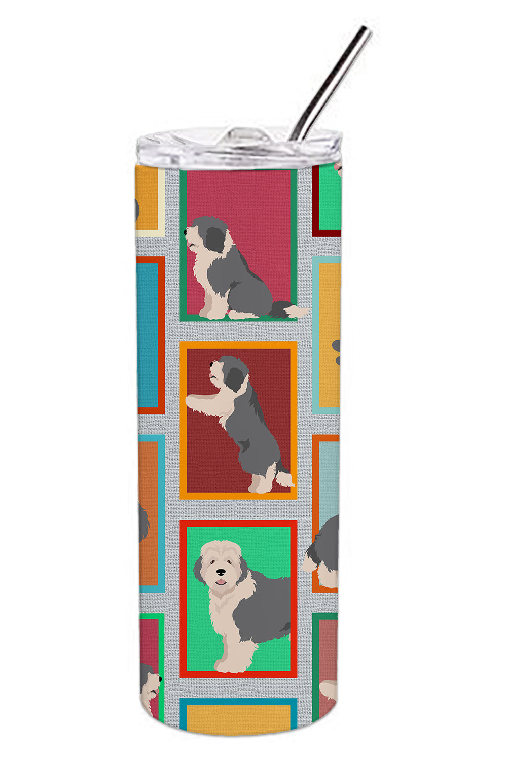 Lots of Old English Sheepdog Stainless Steel Skinny Tumbler Vacuum Double Walled Reusable Insulated Tumbler Travel Cup for Coffee Cocktails Gift with Lid, 20 oz - Renee Lane Company