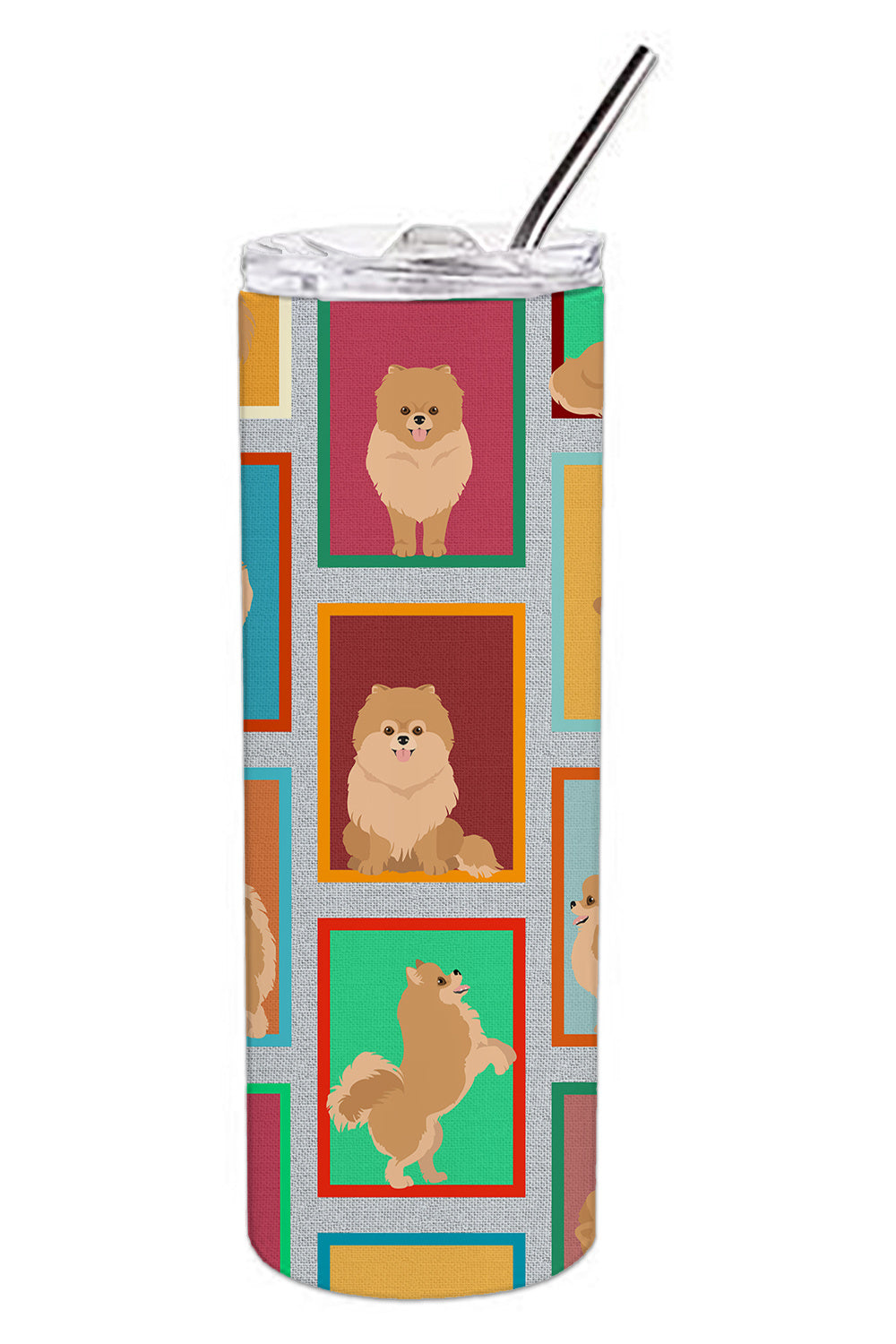 Lots of Orange Pomeranian Stainless Steel Skinny Tumbler Vacuum Double Walled Reusable Insulated Tumbler Travel Cup for Coffee Cocktails Gift with Lid, 20 oz - Renee Lane Company