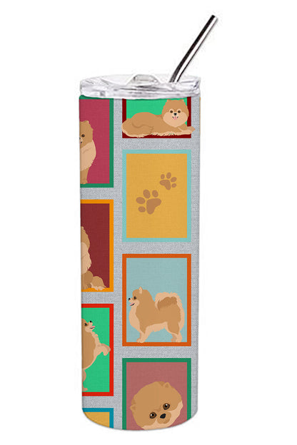 Lots of Orange Pomeranian Stainless Steel Skinny Tumbler Vacuum Double Walled Reusable Insulated Tumbler Travel Cup for Coffee Cocktails Gift with Lid, 20 oz - Renee Lane Company