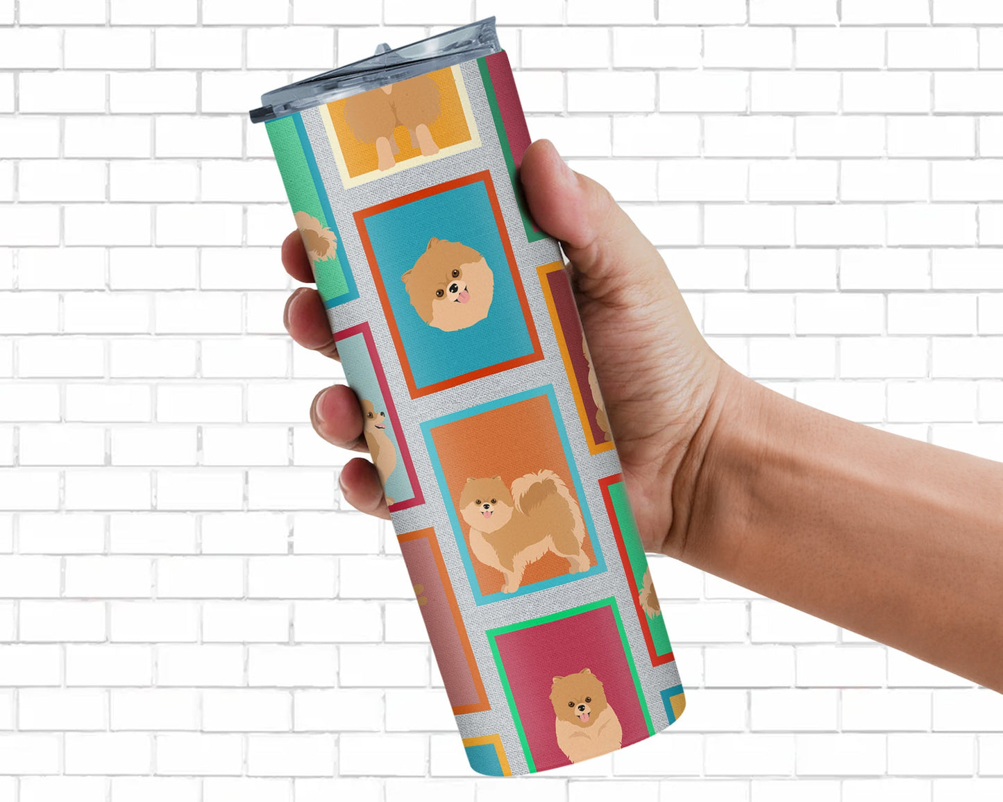 Lots of Orange Pomeranian Stainless Steel Skinny Tumbler Vacuum Double Walled Reusable Insulated Tumbler Travel Cup for Coffee Cocktails Gift with Lid, 20 oz - Renee Lane Company