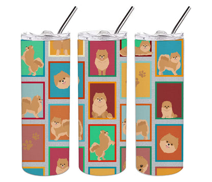 Lots of Orange Pomeranian Stainless Steel Skinny Tumbler Vacuum Double Walled Reusable Insulated Tumbler Travel Cup for Coffee Cocktails Gift with Lid, 20 oz - Renee Lane Company
