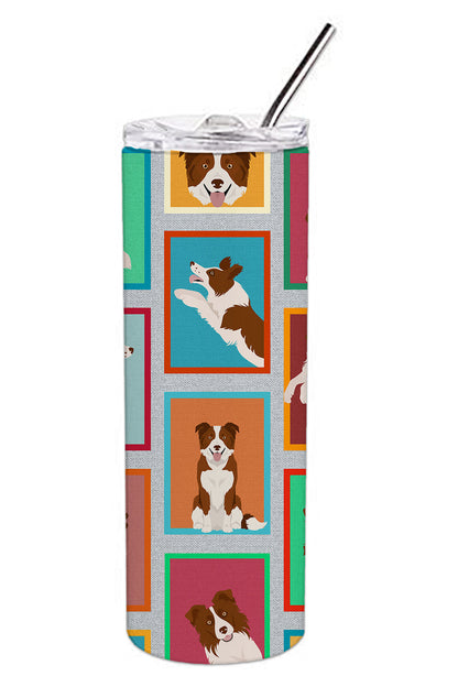 Lots of Red Border Collie Stainless Steel Skinny Tumbler Vacuum Double Walled Reusable Insulated Tumbler Travel Cup for Coffee Cocktails Gift with Lid, 20 oz - Renee Lane Company