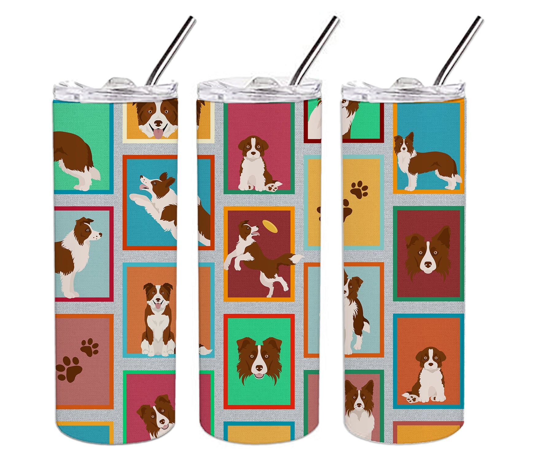 Lots of Red Border Collie Stainless Steel Skinny Tumbler Vacuum Double Walled Reusable Insulated Tumbler Travel Cup for Coffee Cocktails Gift with Lid, 20 oz - Renee Lane Company