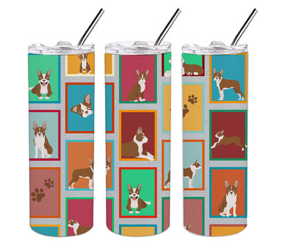 Lots of Red Boston Terrier Stainless Steel Skinny Tumbler Vacuum Double Walled Reusable Insulated Tumbler Travel Cup for Coffee Cocktails Gift with Lid, 20 oz - Renee Lane Company