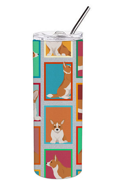 Lots of Red Cardigan Corgi Stainless Steel Skinny Tumbler Vacuum Double Walled Reusable Insulated Tumbler Travel Cup for Coffee Cocktails Gift with Lid, 20 oz - Renee Lane Company