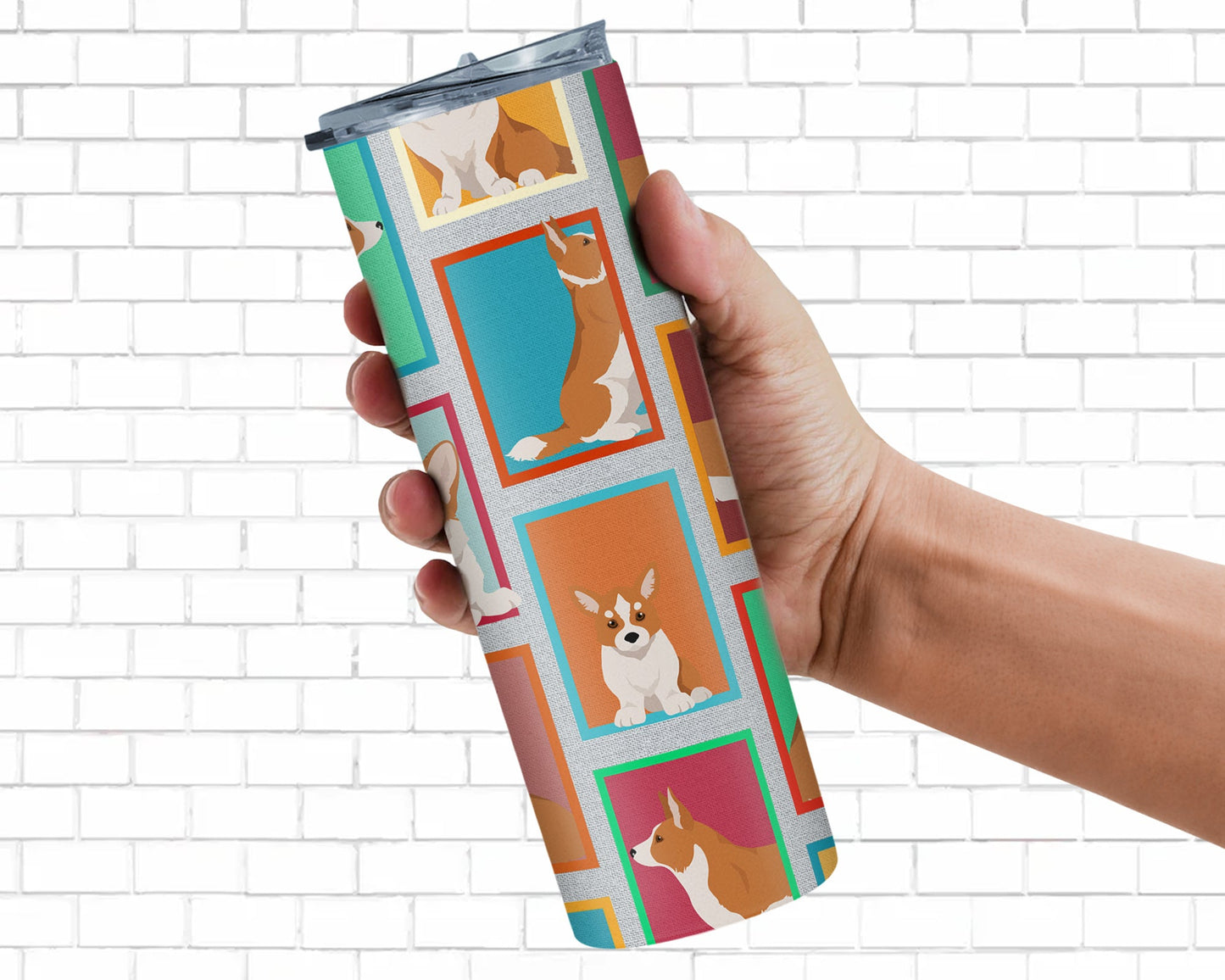 Lots of Red Cardigan Corgi Stainless Steel Skinny Tumbler Vacuum Double Walled Reusable Insulated Tumbler Travel Cup for Coffee Cocktails Gift with Lid, 20 oz - Renee Lane Company