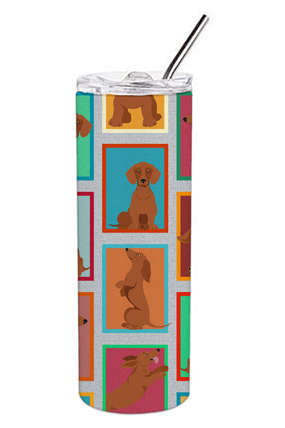 Lots of Red Dachshund Stainless Steel Skinny Tumbler Vacuum Double Walled Reusable Insulated Tumbler Travel Cup for Coffee Cocktails Gift with Lid, 20 oz - Renee Lane Company