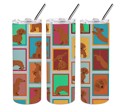 Lots of Red Dachshund Stainless Steel Skinny Tumbler Vacuum Double Walled Reusable Insulated Tumbler Travel Cup for Coffee Cocktails Gift with Lid, 20 oz - Renee Lane Company
