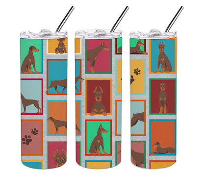 Lots of Red Doberman Pinscher Stainless Steel Skinny Tumbler Vacuum Double Walled Reusable Insulated Tumbler Travel Cup for Coffee Cocktails Gift with Lid, 20 oz - Renee Lane Company