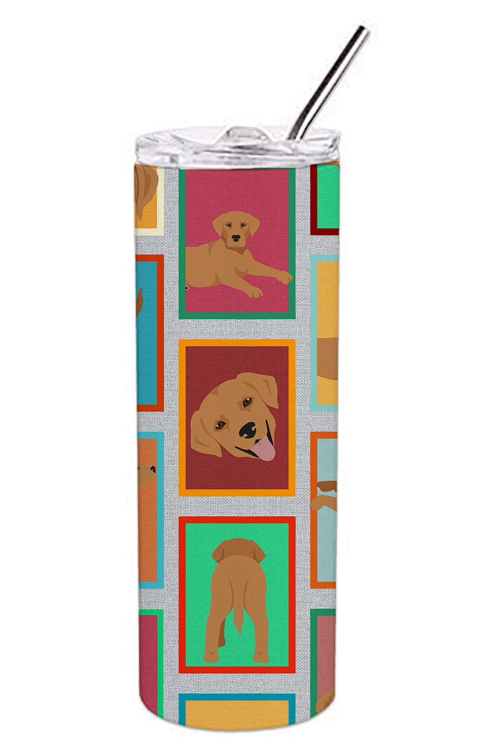 Lots of Red Fox Labrador Retriever Stainless Steel Skinny Tumbler Vacuum Double Walled Reusable Insulated Tumbler Travel Cup for Coffee Cocktails Gift with Lid, 20 oz - Renee Lane Company