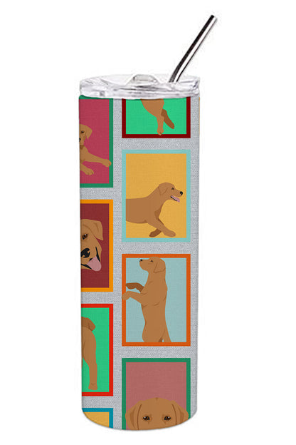 Lots of Red Fox Labrador Retriever Stainless Steel Skinny Tumbler Vacuum Double Walled Reusable Insulated Tumbler Travel Cup for Coffee Cocktails Gift with Lid, 20 oz - Renee Lane Company