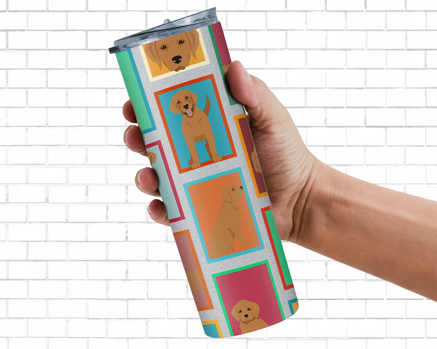 Lots of Red Fox Labrador Retriever Stainless Steel Skinny Tumbler Vacuum Double Walled Reusable Insulated Tumbler Travel Cup for Coffee Cocktails Gift with Lid, 20 oz - Renee Lane Company