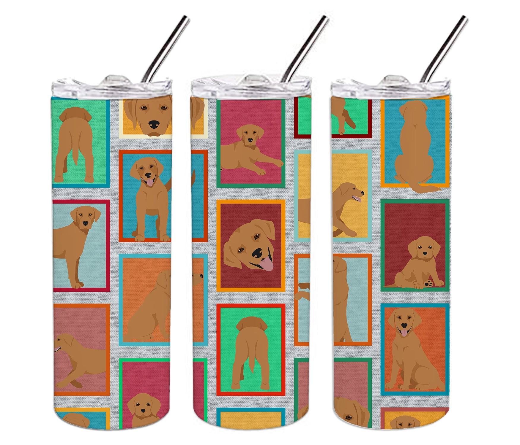 Lots of Red Fox Labrador Retriever Stainless Steel Skinny Tumbler Vacuum Double Walled Reusable Insulated Tumbler Travel Cup for Coffee Cocktails Gift with Lid, 20 oz - Renee Lane Company