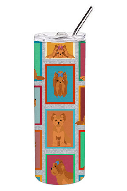 Lots of Red Yorkie Stainless Steel Skinny Tumbler Vacuum Double Walled Reusable Insulated Tumbler Travel Cup for Coffee Cocktails Gift with Lid, 20 oz - Renee Lane Company