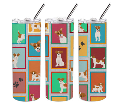 Lots of Red and White Jack Russell Terrier Stainless Steel Skinny Tumbler Vacuum Double Walled Reusable Insulated Tumbler Travel Cup for Coffee Cocktails Gift with Lid, 20 oz - Renee Lane Company