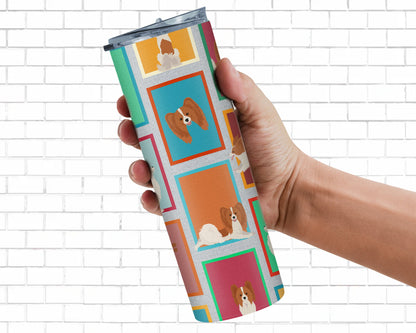 Lots of Red and White Papillon Stainless Steel Skinny Tumbler Vacuum Double Walled Reusable Insulated Tumbler Travel Cup for Coffee Cocktails Gift with Lid, 20 oz - Renee Lane Company
