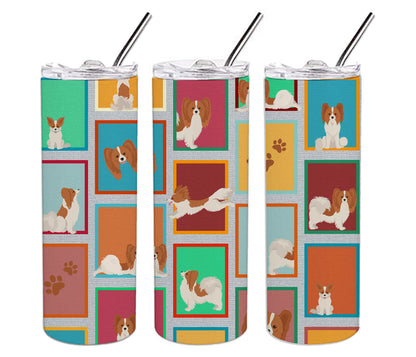 Lots of Red and White Papillon Stainless Steel Skinny Tumbler Vacuum Double Walled Reusable Insulated Tumbler Travel Cup for Coffee Cocktails Gift with Lid, 20 oz - Renee Lane Company