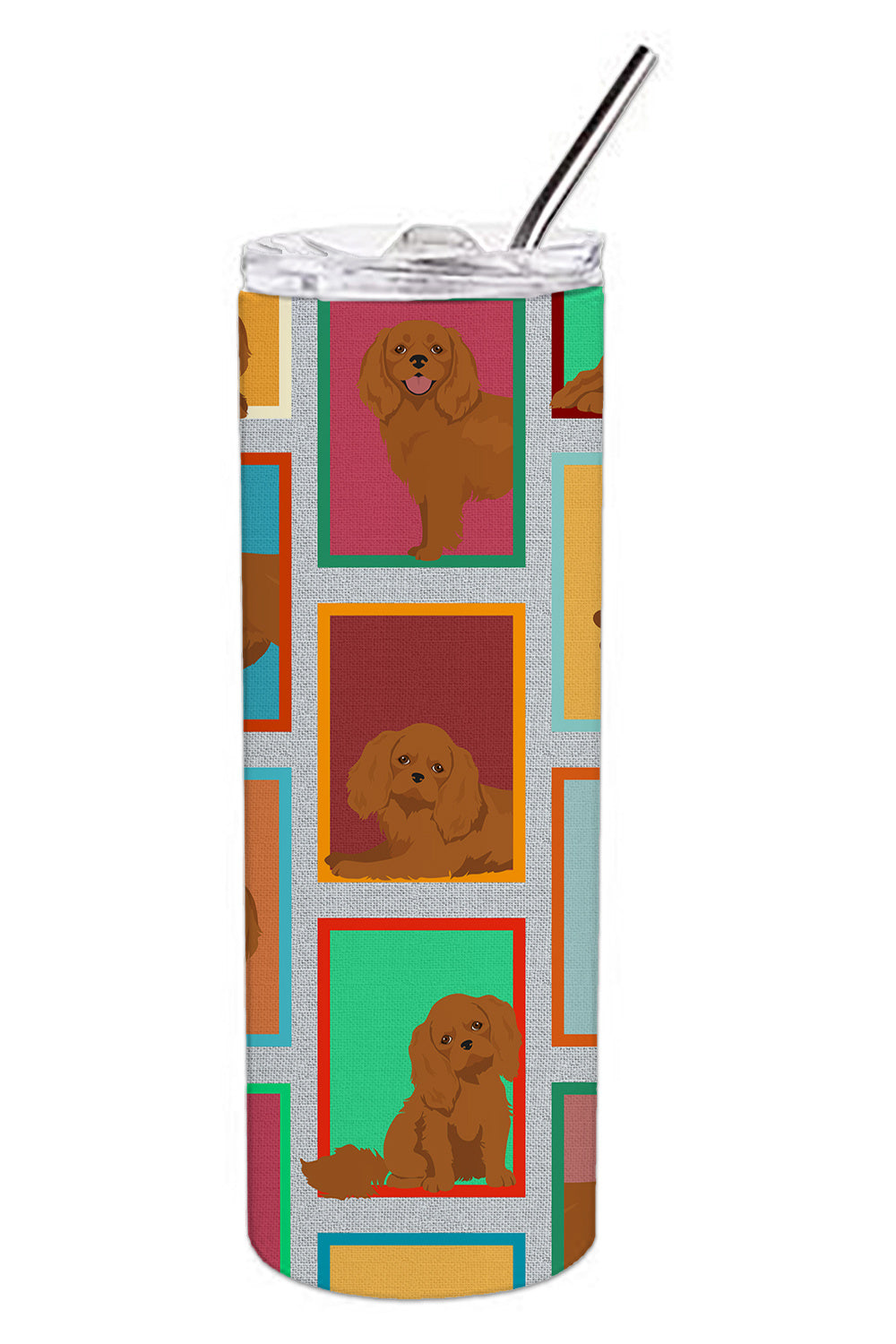 Lots of Ruby Cavalier Spaniel Stainless Steel Skinny Tumbler Vacuum Double Walled Reusable Insulated Tumbler Travel Cup for Coffee Cocktails Gift with Lid, 20 oz - Renee Lane Company