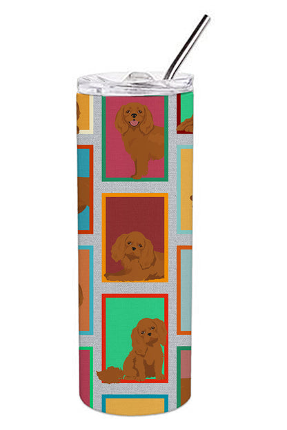 Lots of Ruby Cavalier Spaniel Stainless Steel Skinny Tumbler Vacuum Double Walled Reusable Insulated Tumbler Travel Cup for Coffee Cocktails Gift with Lid, 20 oz - Renee Lane Company