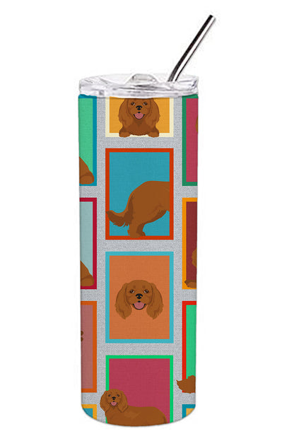 Lots of Ruby Cavalier Spaniel Stainless Steel Skinny Tumbler Vacuum Double Walled Reusable Insulated Tumbler Travel Cup for Coffee Cocktails Gift with Lid, 20 oz - Renee Lane Company