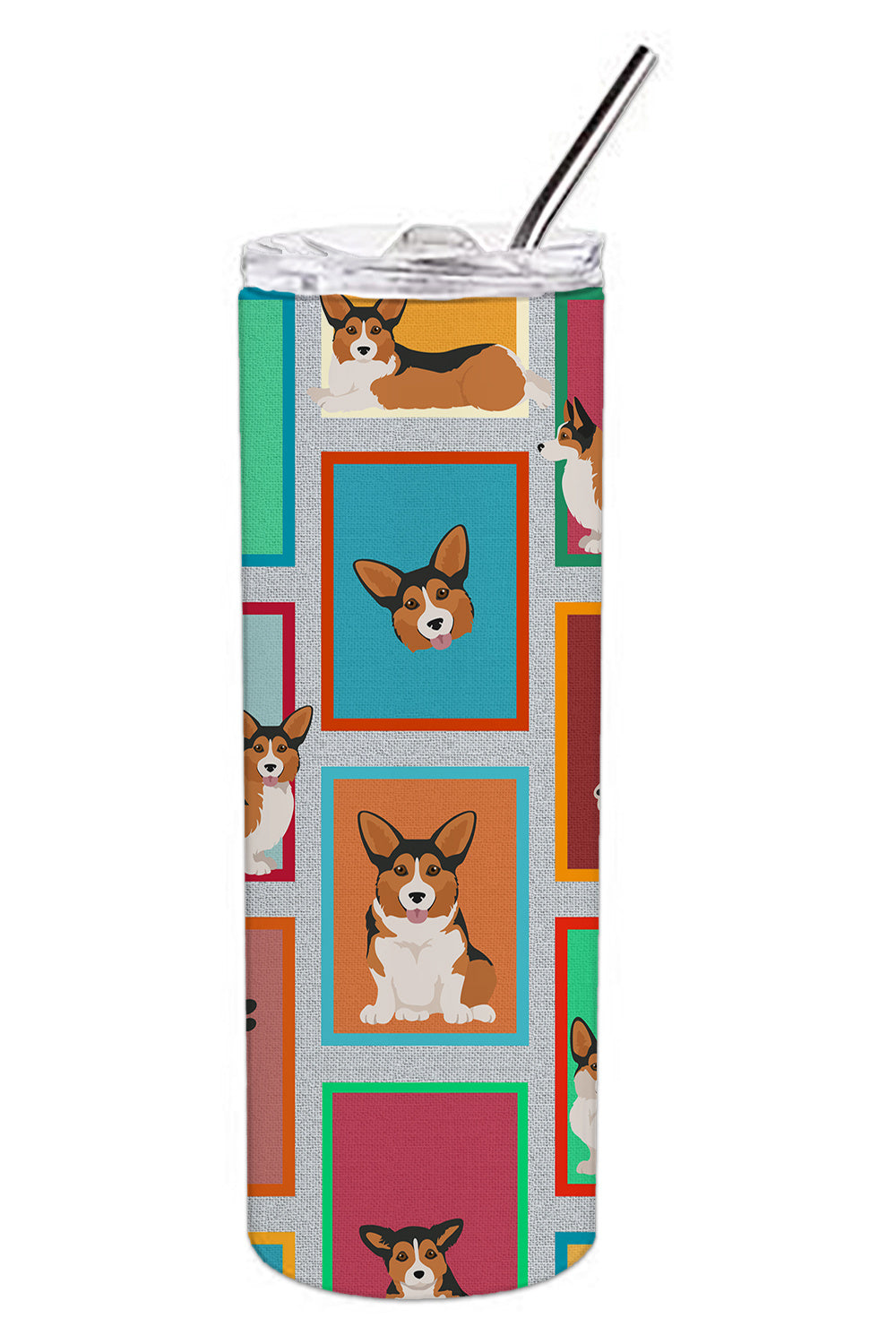 Lots of Sable Pembroke Corgi Stainless Steel Skinny Tumbler Vacuum Double Walled Reusable Insulated Tumbler Travel Cup for Coffee Cocktails Gift with Lid, 20 oz - Renee Lane Company