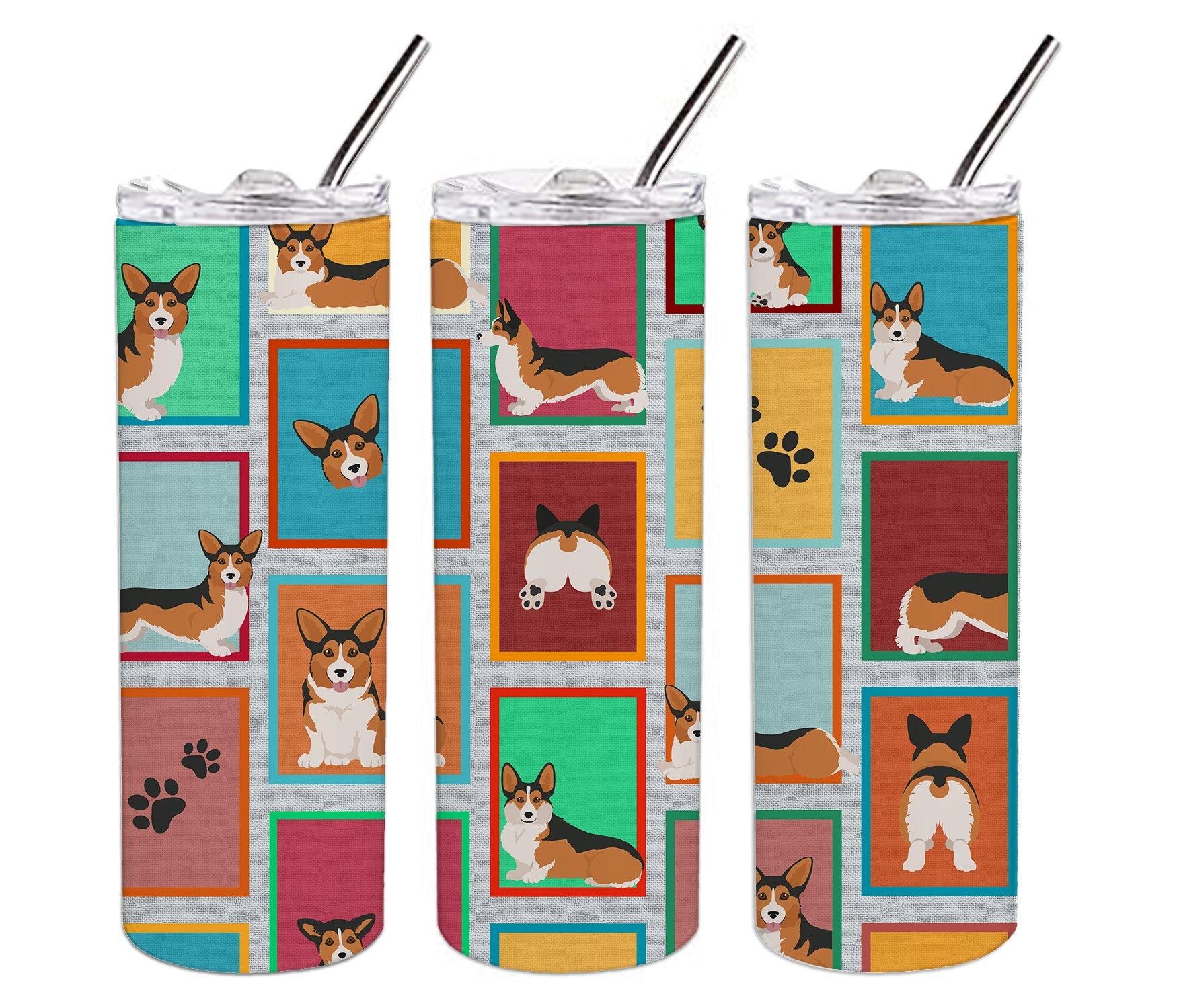 Lots of Sable Pembroke Corgi Stainless Steel Skinny Tumbler Vacuum Double Walled Reusable Insulated Tumbler Travel Cup for Coffee Cocktails Gift with Lid, 20 oz - Renee Lane Company