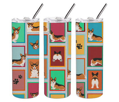 Lots of Sable Pembroke Corgi Stainless Steel Skinny Tumbler Vacuum Double Walled Reusable Insulated Tumbler Travel Cup for Coffee Cocktails Gift with Lid, 20 oz - Renee Lane Company