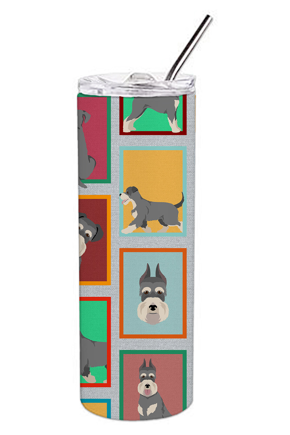 Lots of Schnauzer Stainless Steel Skinny Tumbler Vacuum Double Walled Reusable Insulated Tumbler Travel Cup for Coffee Cocktails Gift with Lid, 20 oz - Renee Lane Company