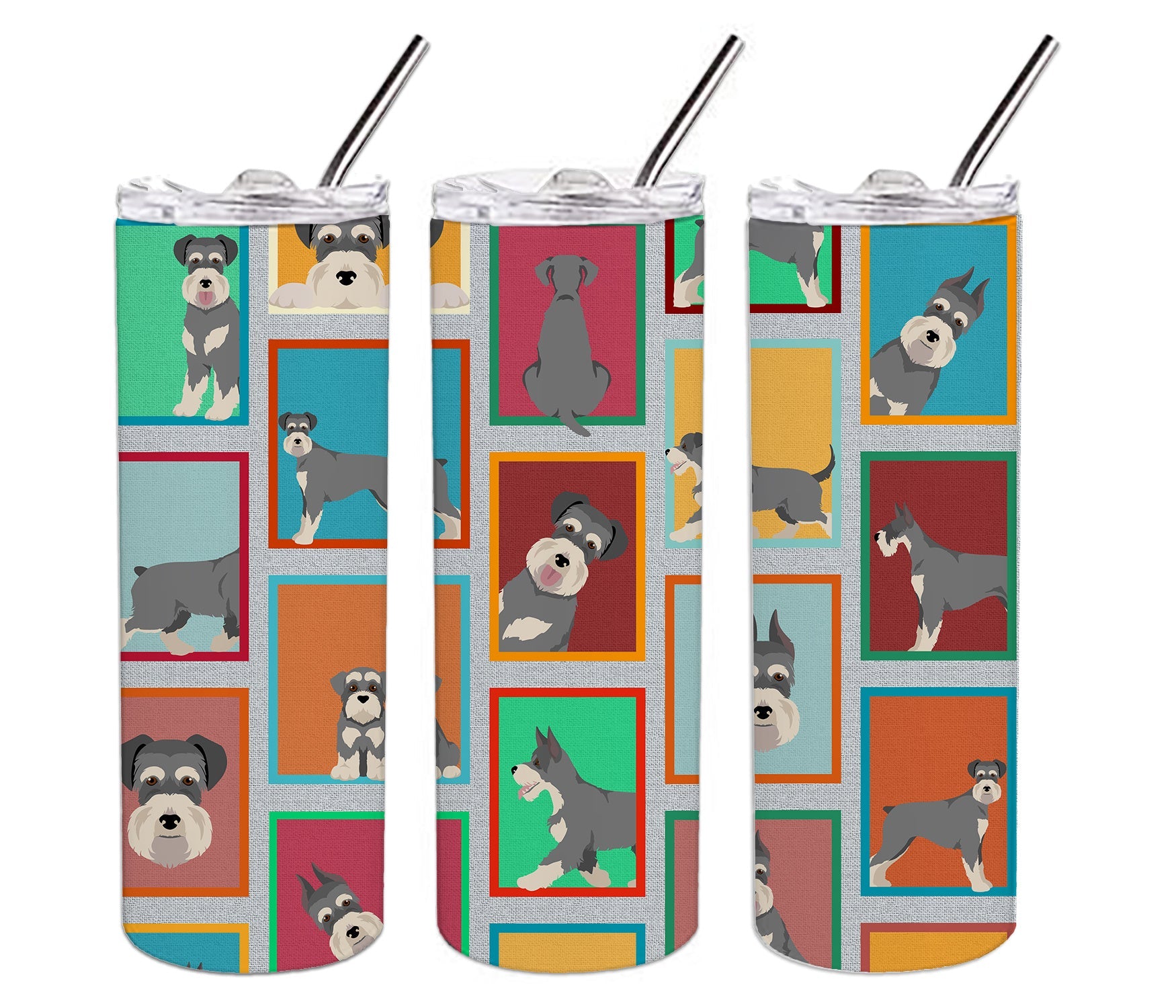 Lots of Schnauzer Stainless Steel Skinny Tumbler Vacuum Double Walled Reusable Insulated Tumbler Travel Cup for Coffee Cocktails Gift with Lid, 20 oz - Renee Lane Company