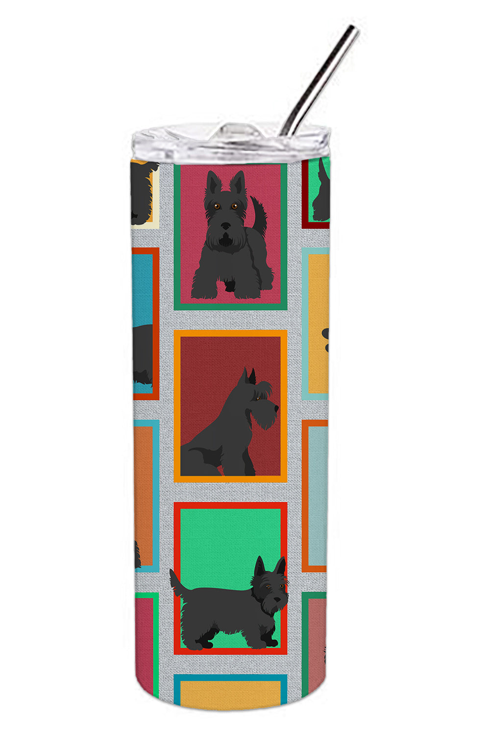 Lots of Scottish Terrier Stainless Steel Skinny Tumbler Vacuum Double Walled Reusable Insulated Tumbler Travel Cup for Coffee Cocktails Gift with Lid, 20 oz - Renee Lane Company