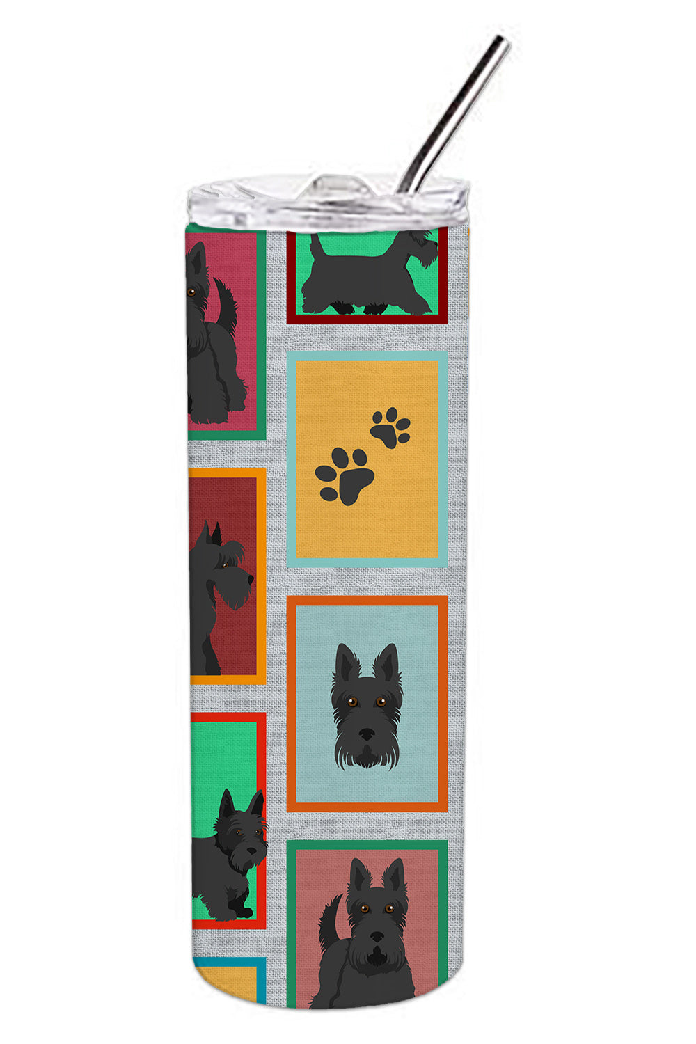 Lots of Scottish Terrier Stainless Steel Skinny Tumbler Vacuum Double Walled Reusable Insulated Tumbler Travel Cup for Coffee Cocktails Gift with Lid, 20 oz - Renee Lane Company