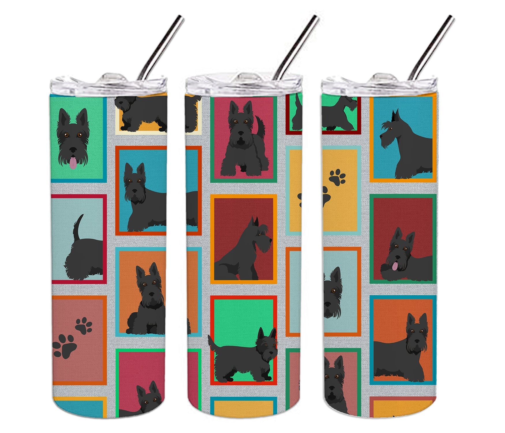 Lots of Scottish Terrier Stainless Steel Skinny Tumbler Vacuum Double Walled Reusable Insulated Tumbler Travel Cup for Coffee Cocktails Gift with Lid, 20 oz - Renee Lane Company