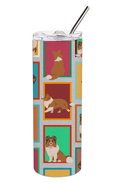 Lots of Sheltie Stainless Steel Skinny Tumbler Vacuum Double Walled Reusable Insulated Tumbler Travel Cup for Coffee Cocktails Gift with Lid, 20 oz - Renee Lane Company