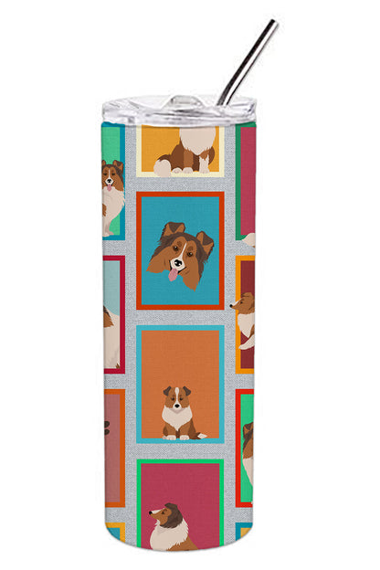 Lots of Sheltie Stainless Steel Skinny Tumbler Vacuum Double Walled Reusable Insulated Tumbler Travel Cup for Coffee Cocktails Gift with Lid, 20 oz - Renee Lane Company
