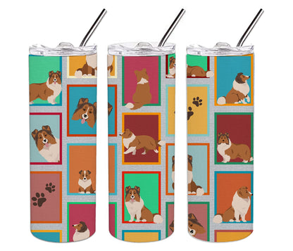 Lots of Sheltie Stainless Steel Skinny Tumbler Vacuum Double Walled Reusable Insulated Tumbler Travel Cup for Coffee Cocktails Gift with Lid, 20 oz - Renee Lane Company
