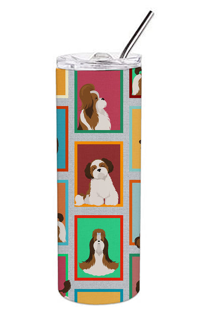 Lots of Shih Tzu Stainless Steel Skinny Tumbler Vacuum Double Walled Reusable Insulated Tumbler Travel Cup for Coffee Cocktails Gift with Lid, 20 oz - Renee Lane Company